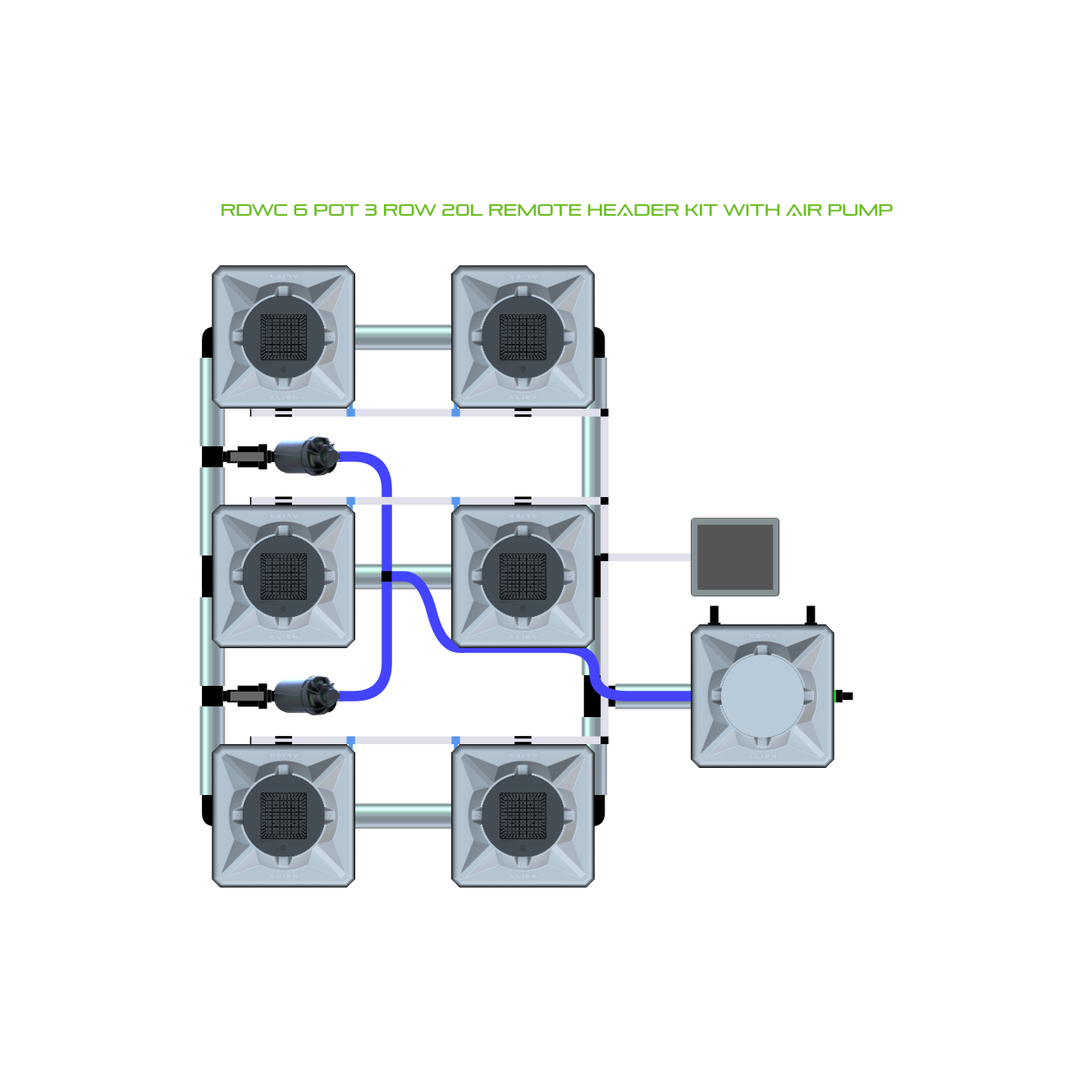 RDWC 6 Pot 3 Row Kit
