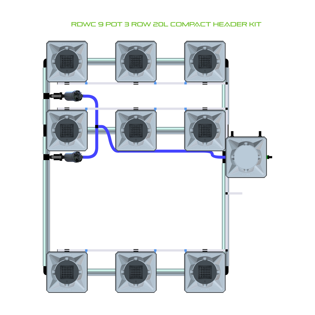 RDWC 9 Pot 3 Row Kit