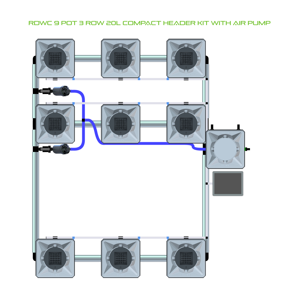RDWC 9 Pot 3 Row Kit