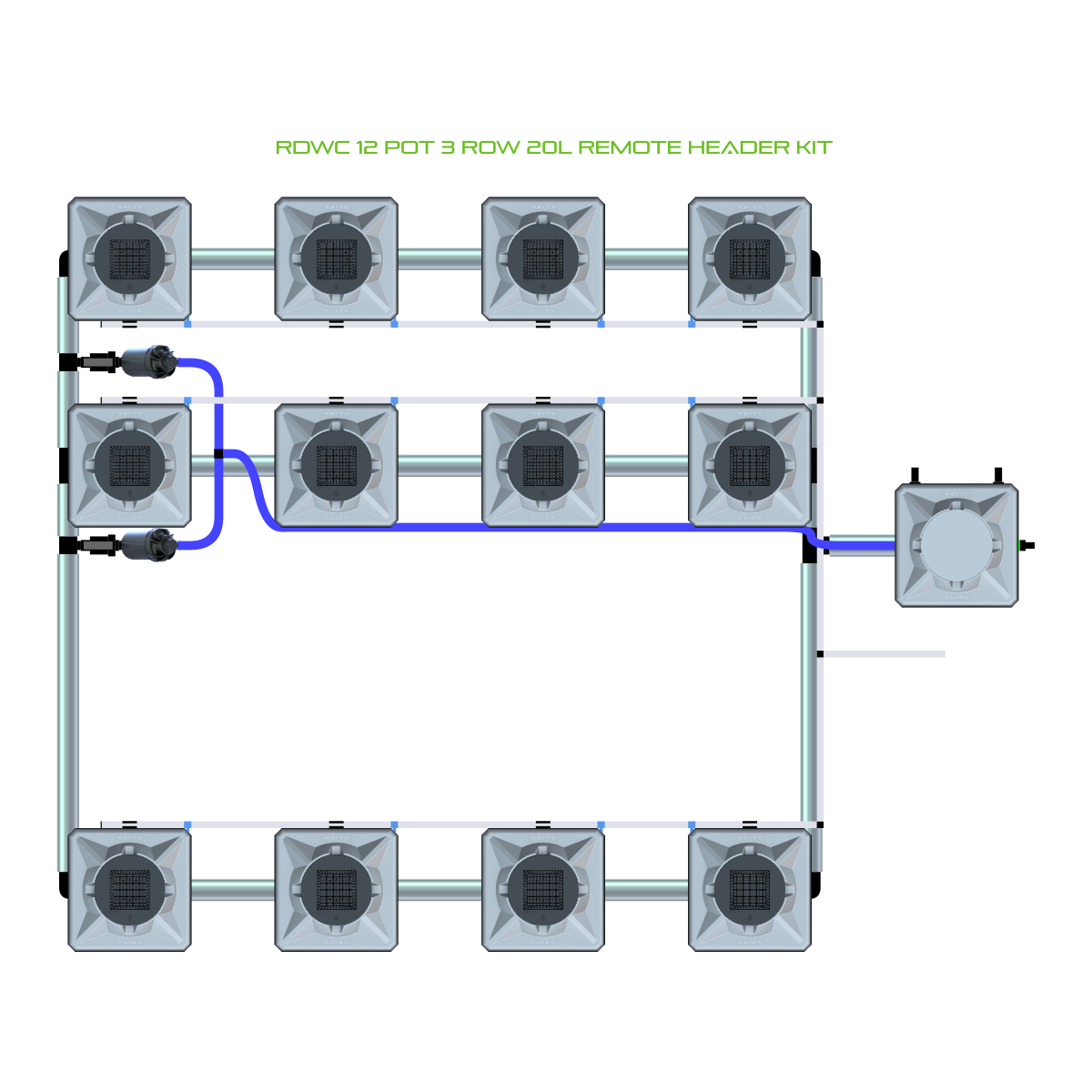 RDWC 12 Pot 3 Row Kit