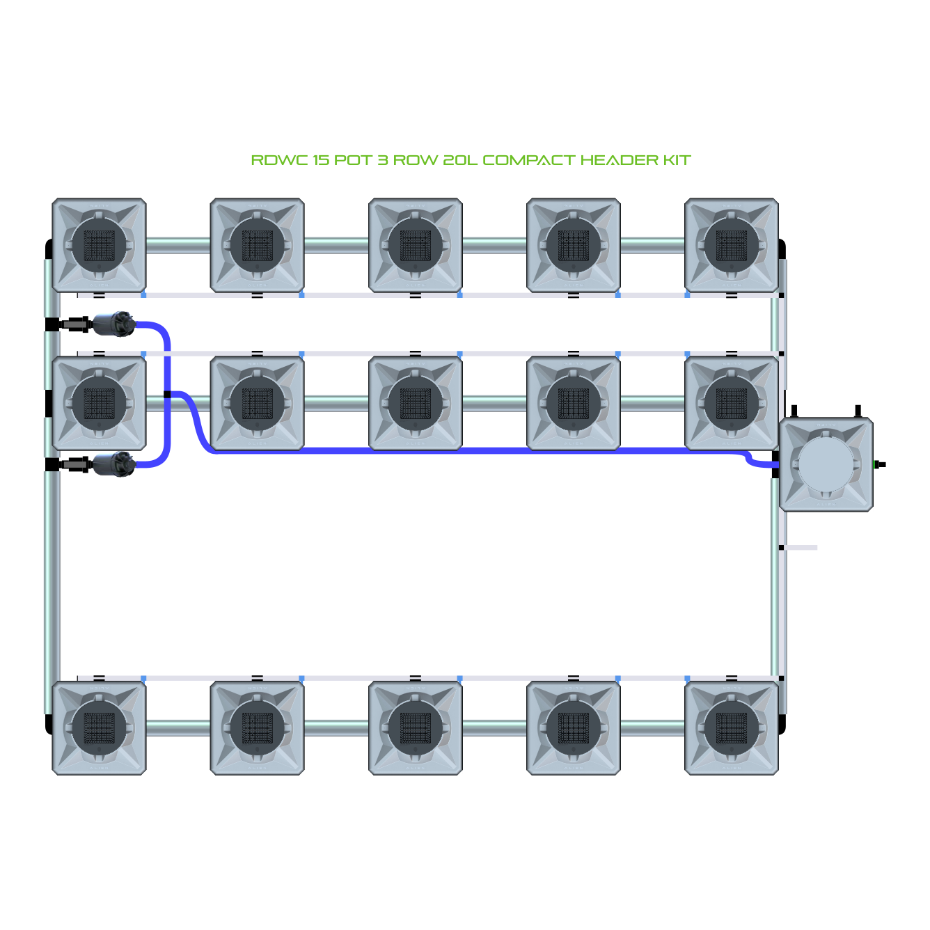 RDWC 15 Pot 3 Row Kit