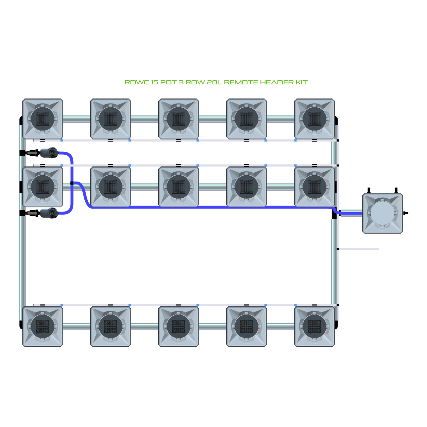 RDWC 15 Pot 3 Row Kit