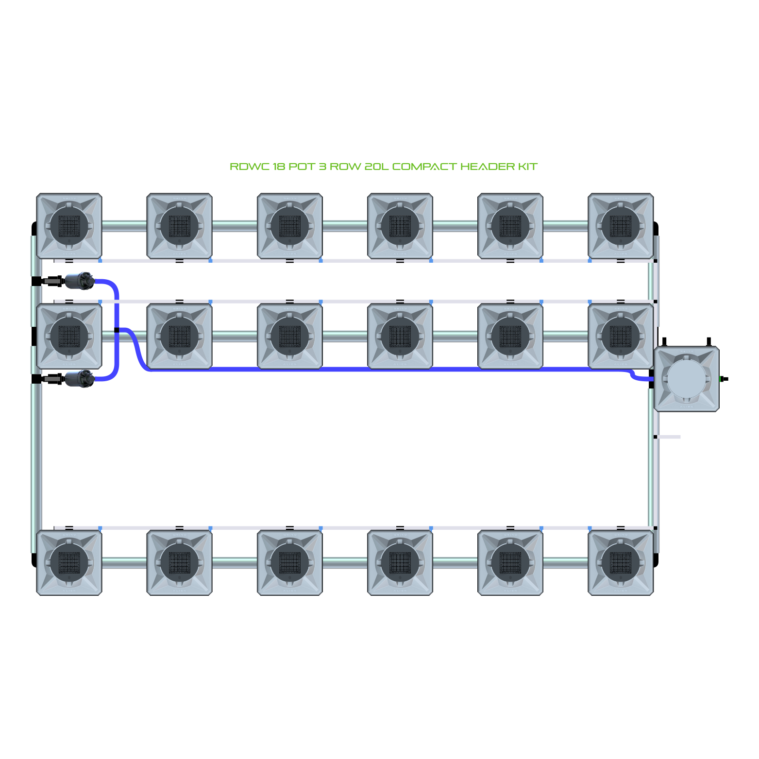RDWC 18 Pot 3 Row Kit