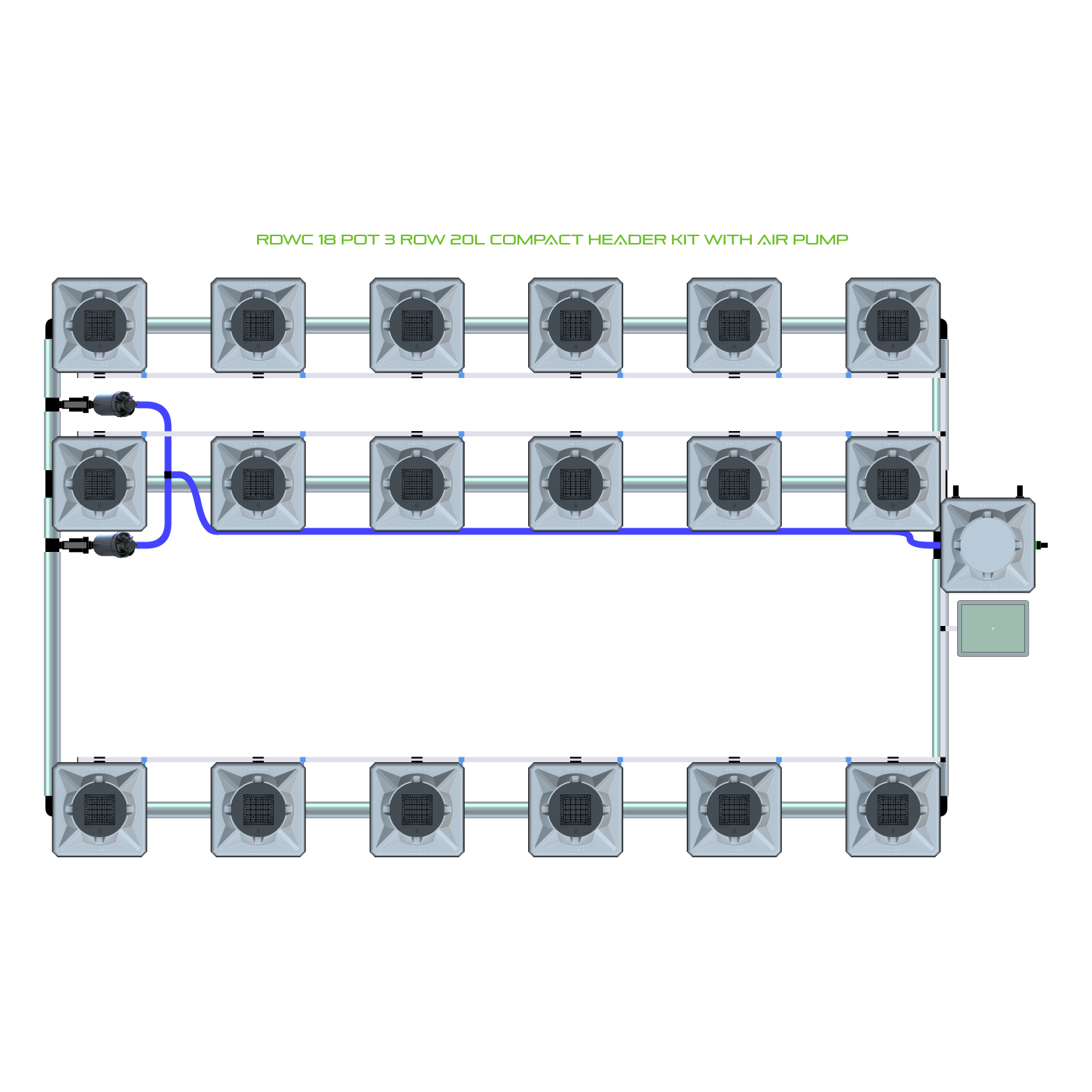 RDWC 18 Pot 3 Row Kit