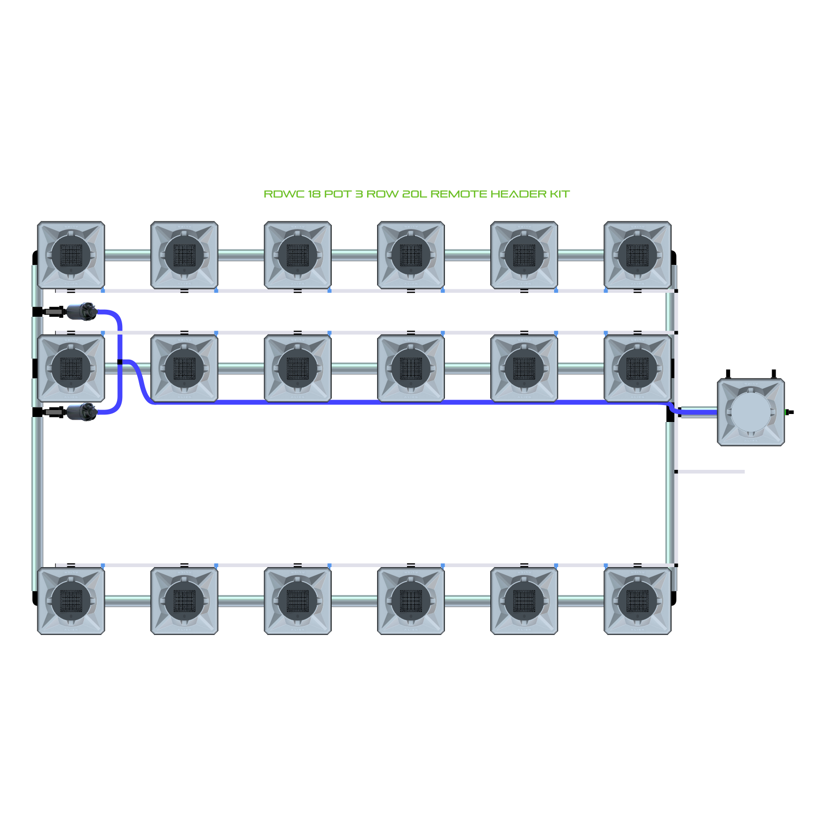 RDWC 18 Pot 3 Row Kit