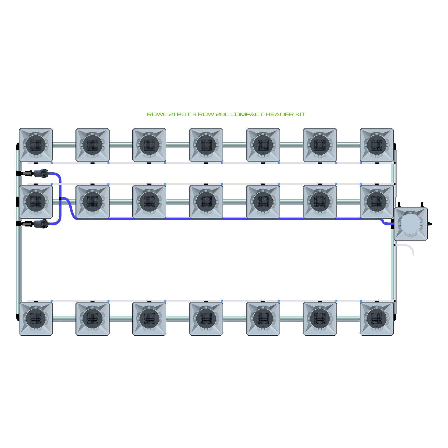 RDWC 21 Pot 3 Row Kit