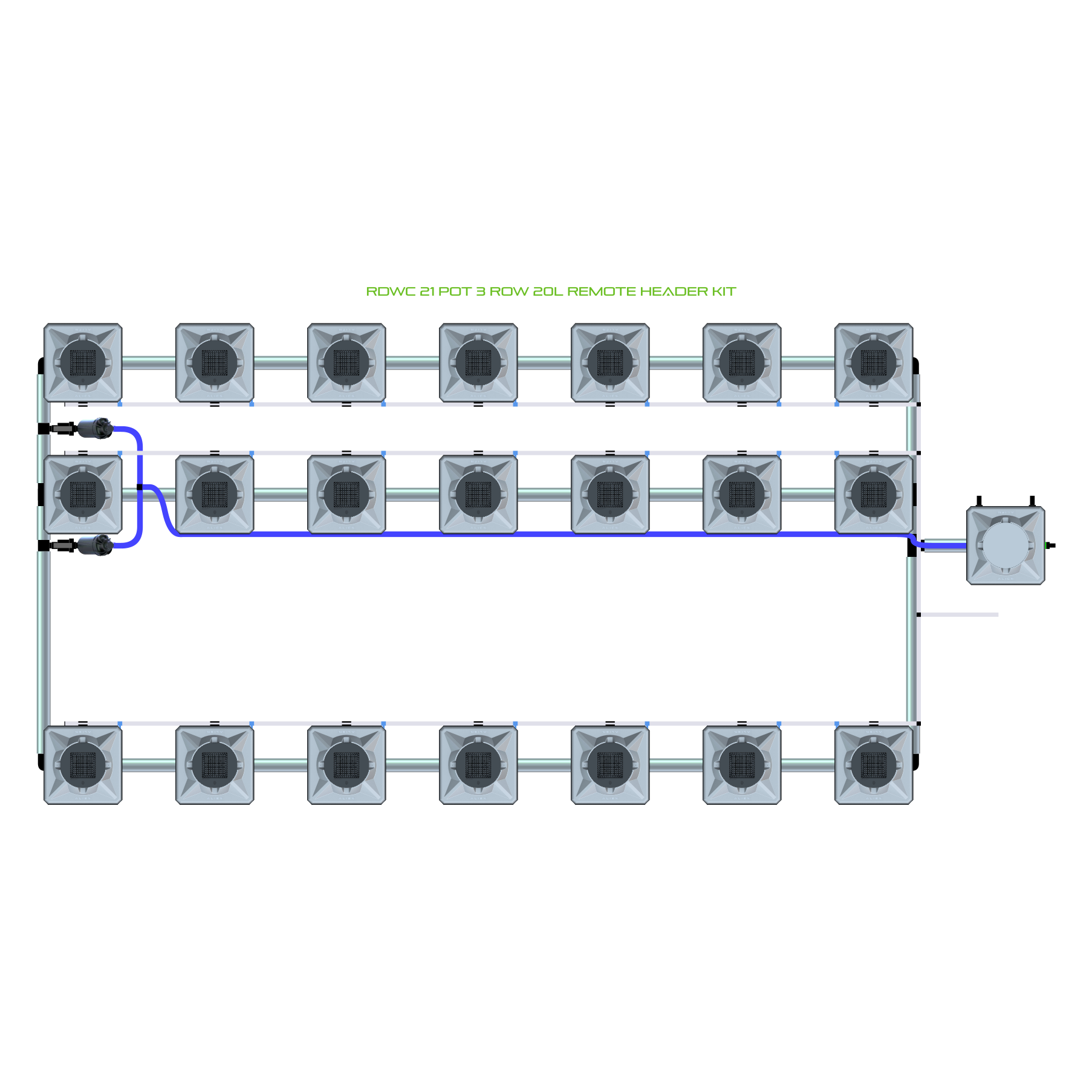 RDWC 21 Pot 3 Row Kit