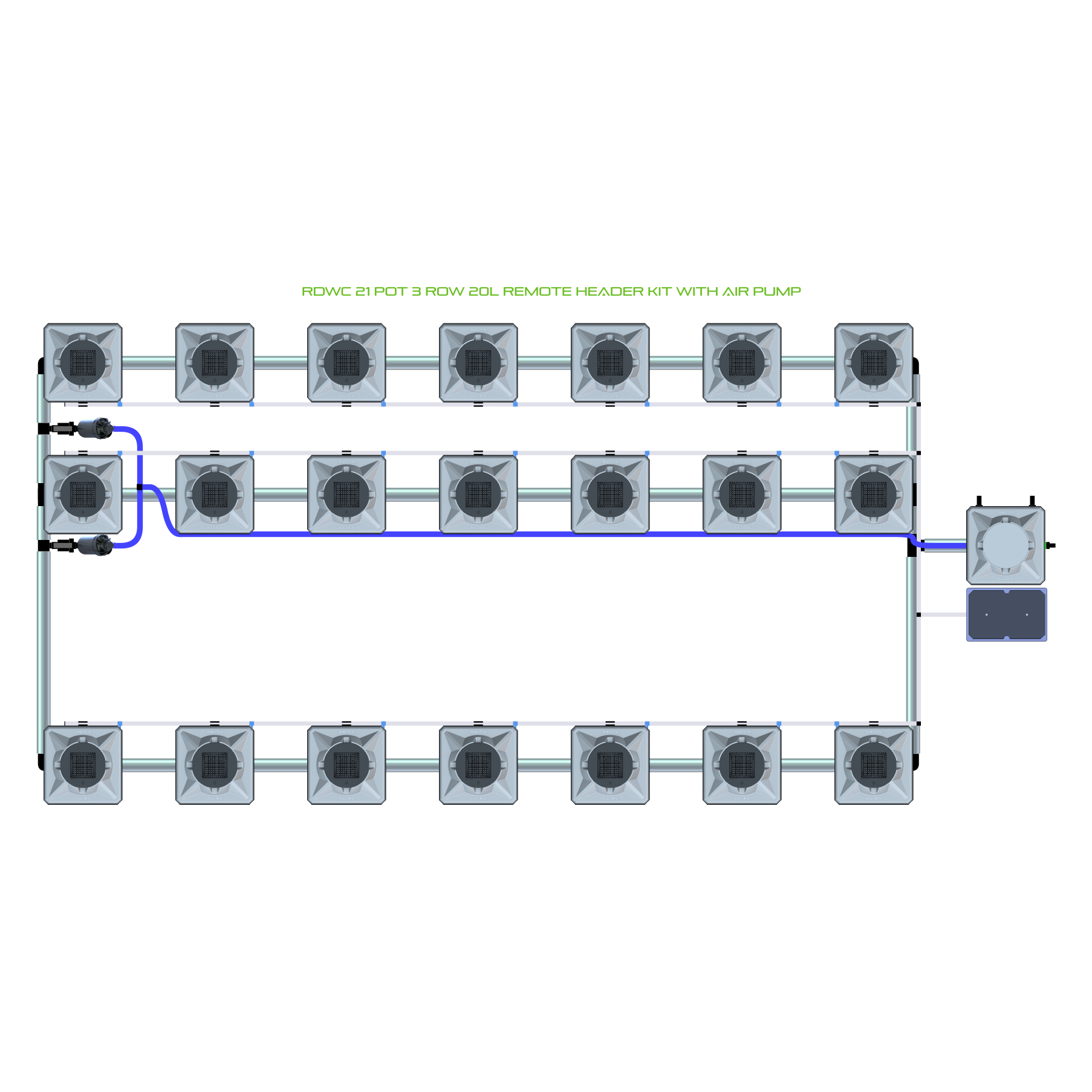 RDWC 21 Pot 3 Row Kit