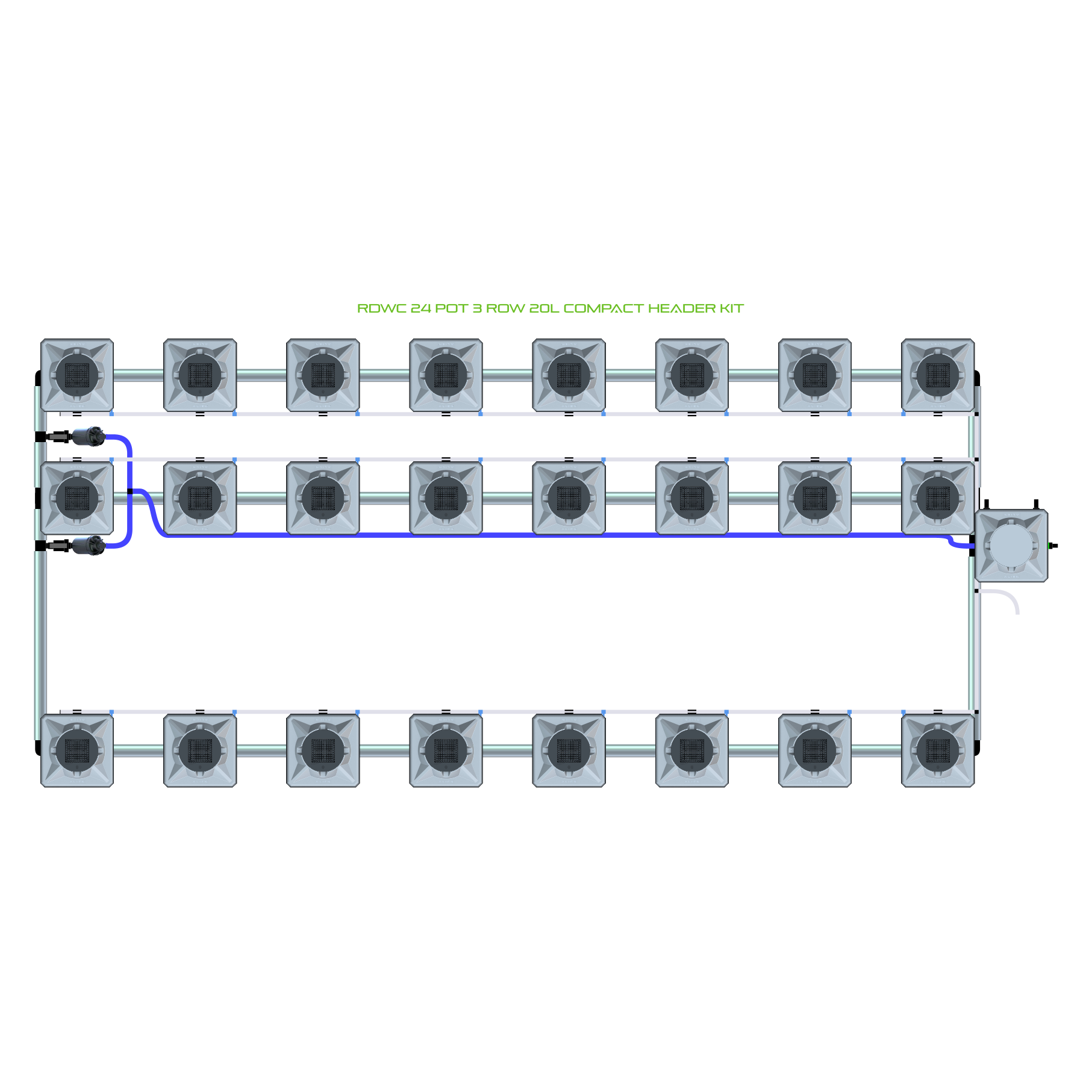 RDWC 24 Pot 3 Row Kit