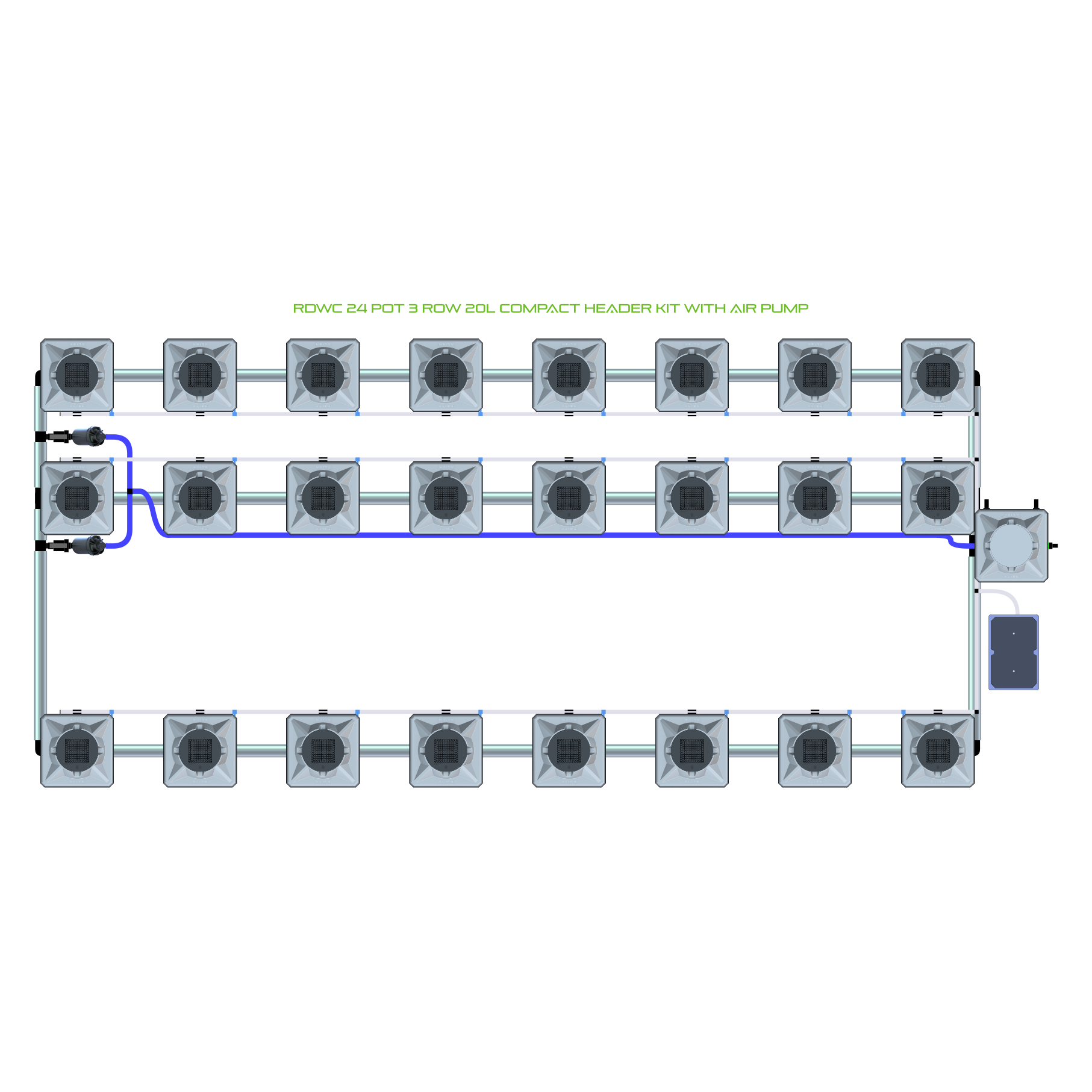 RDWC 24 Pot 3 Row Kit