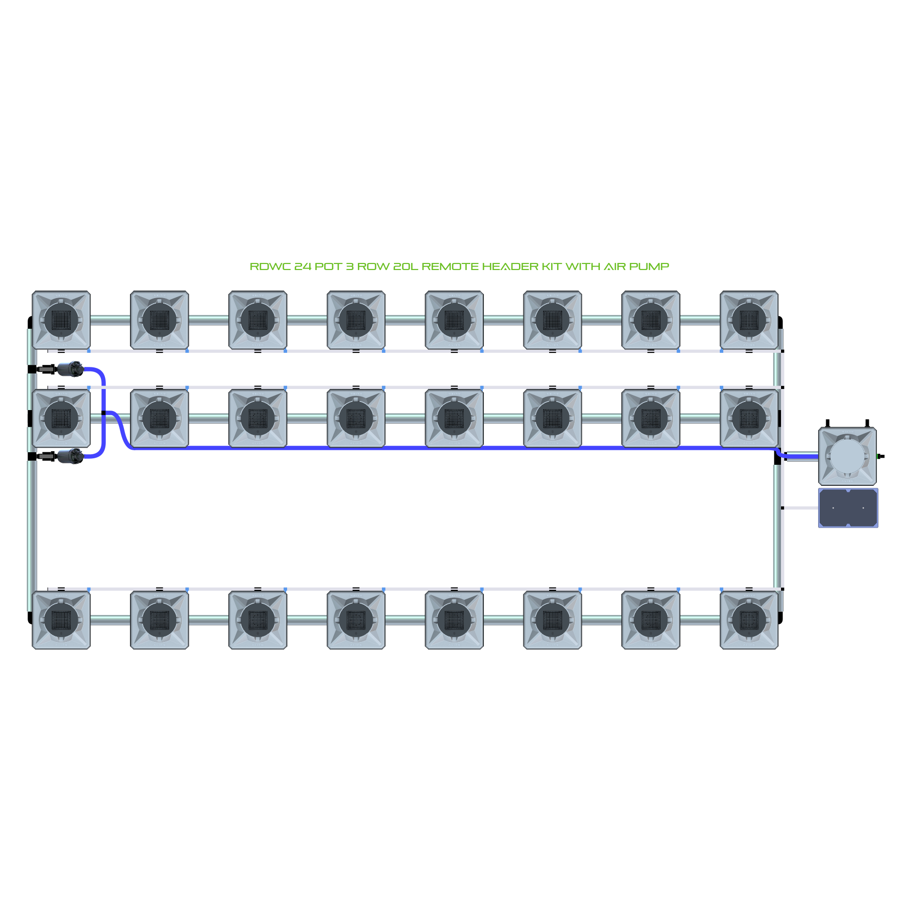 RDWC 24 Pot 3 Row Kit