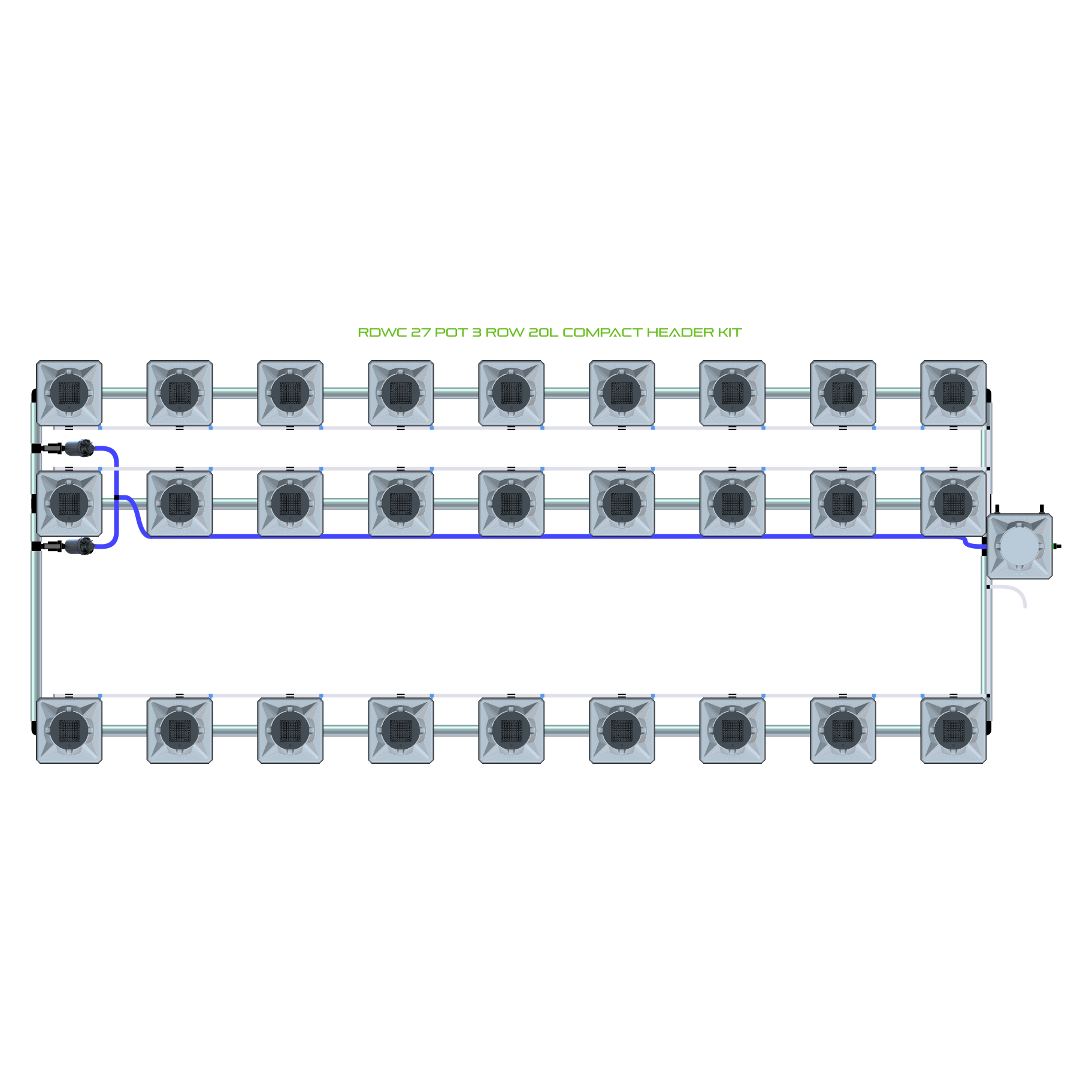RDWC 27 Pot 3 Row Kit