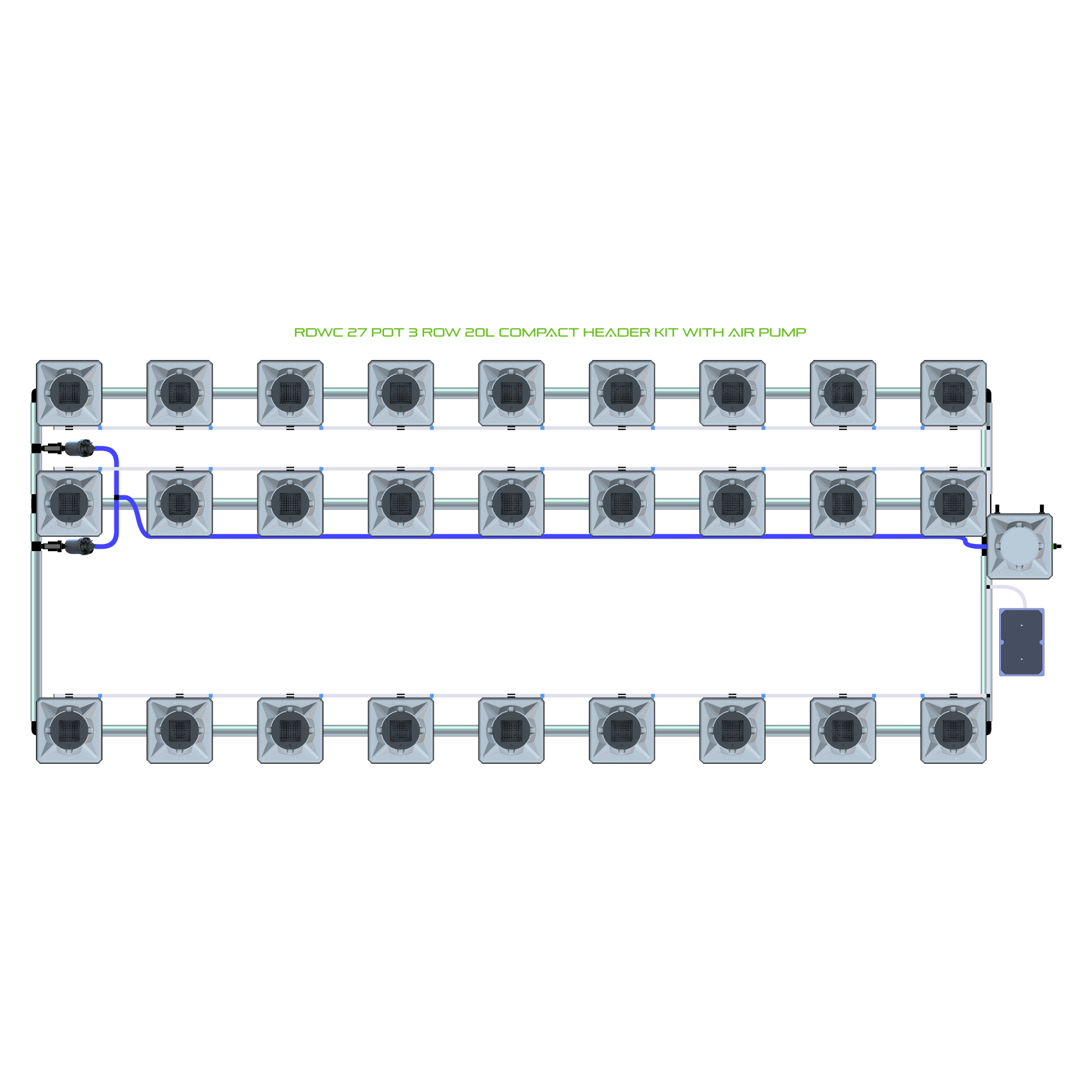 RDWC 27 Pot 3 Row Kit