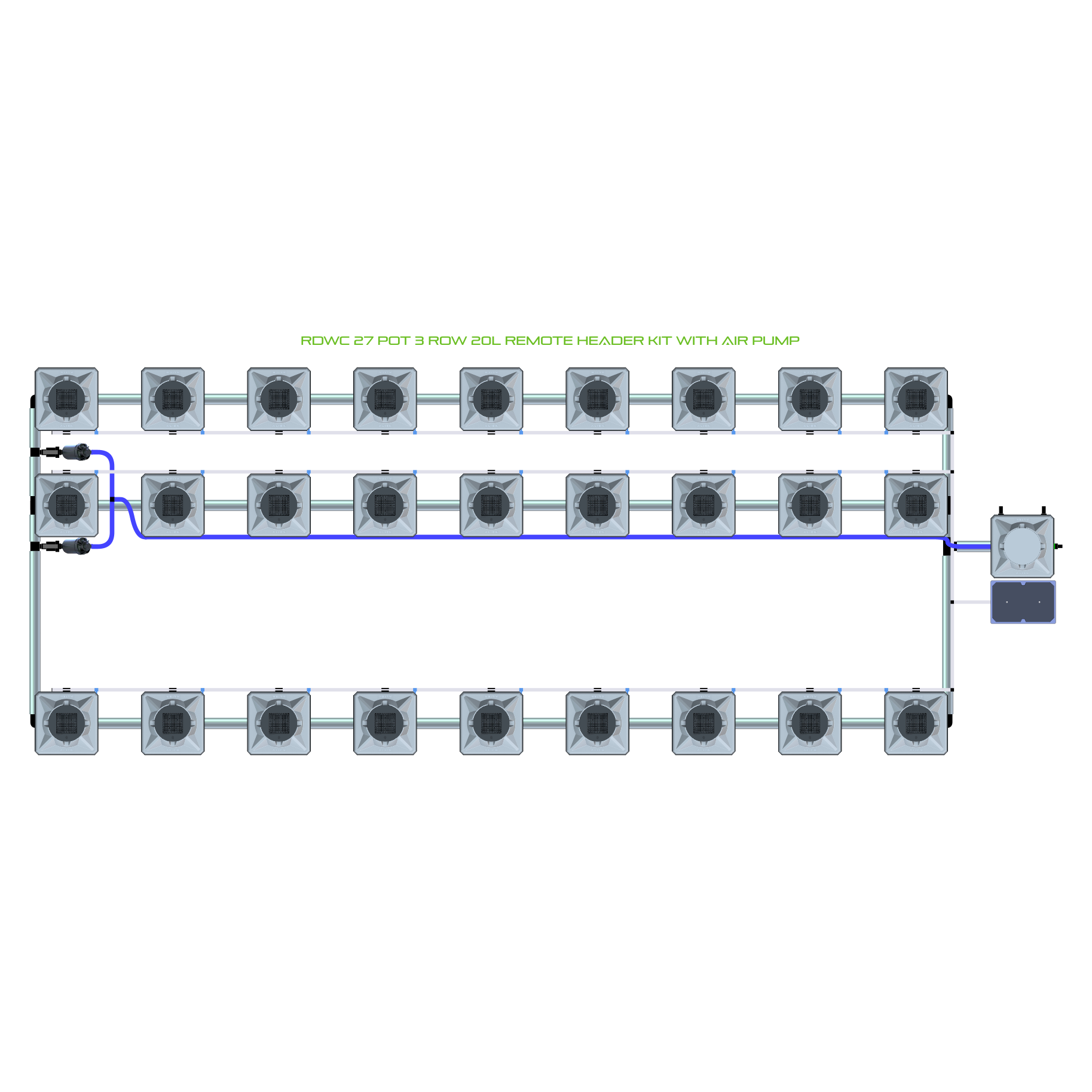 RDWC 27 Pot 3 Row Kit