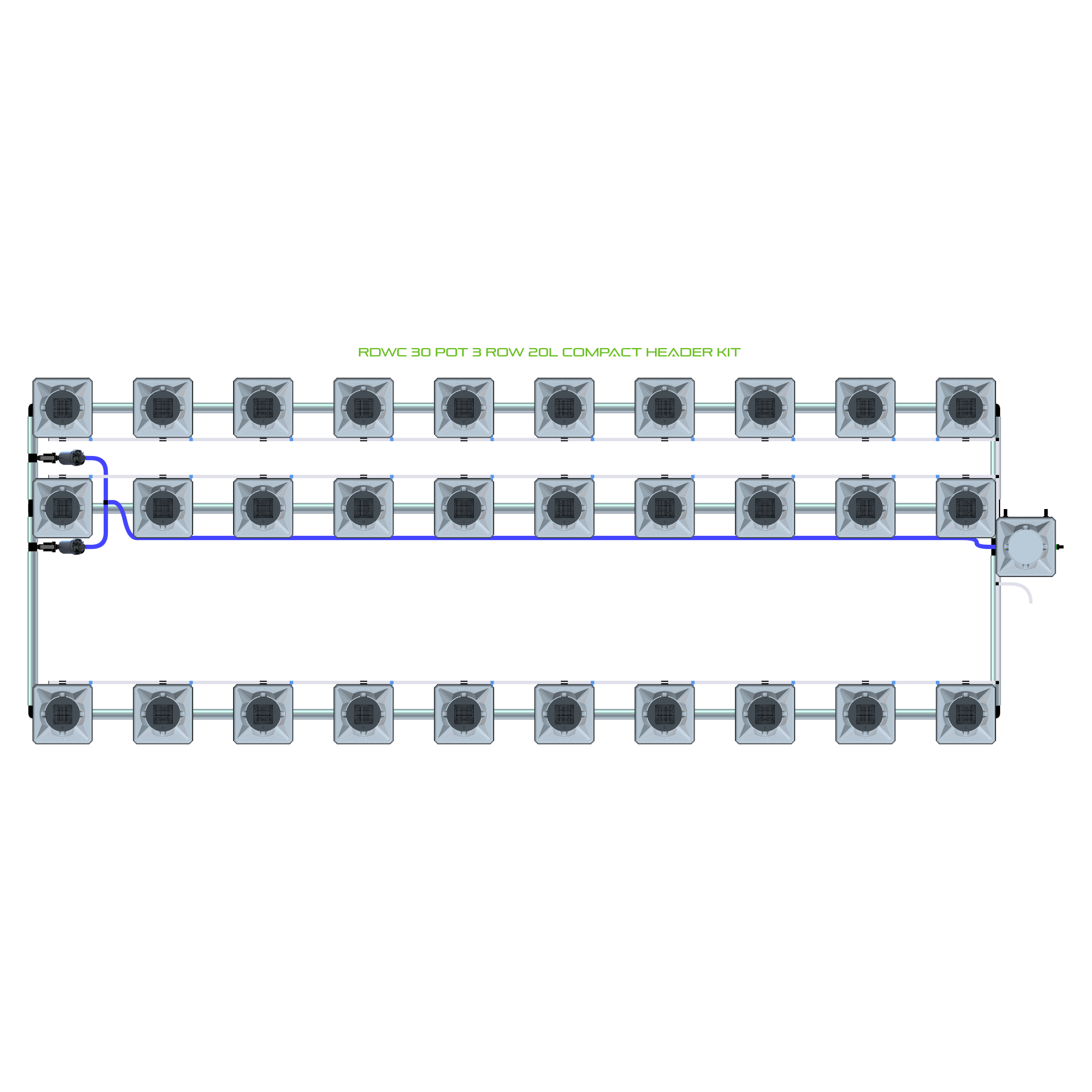 RDWC 30 Pot 3 Row Kit