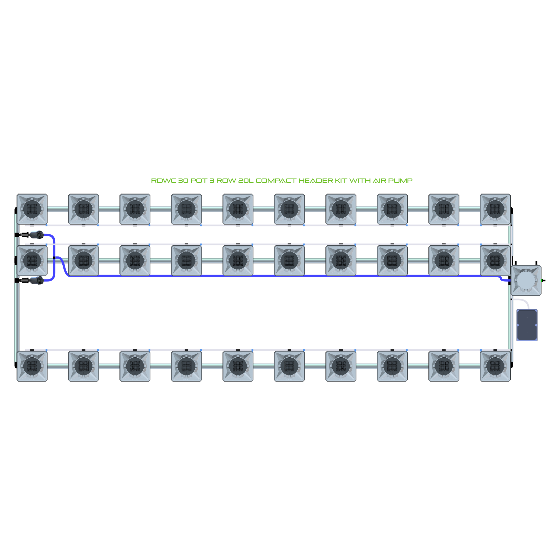 RDWC 30 Pot 3 Row Kit