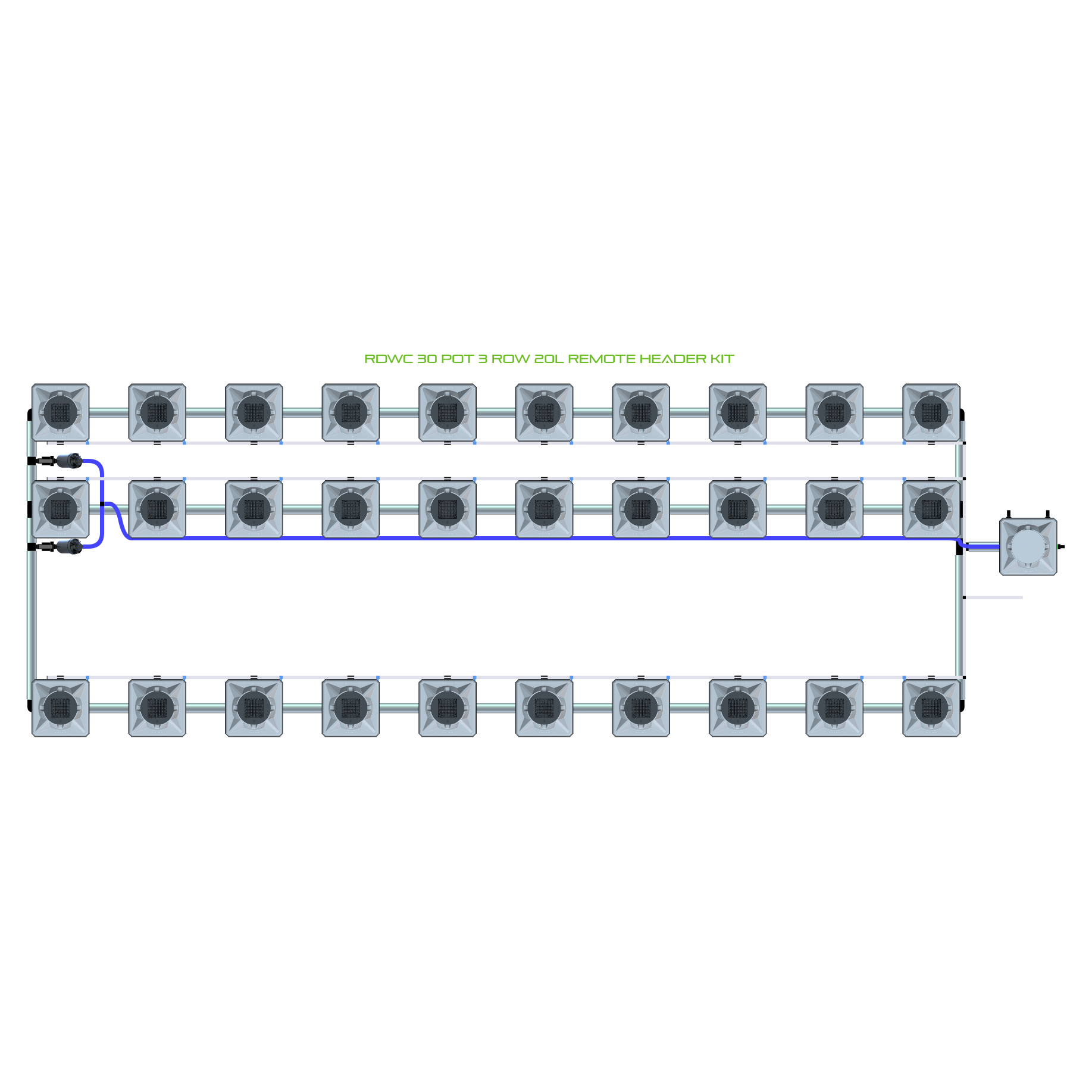 RDWC 30 Pot 3 Row Kit