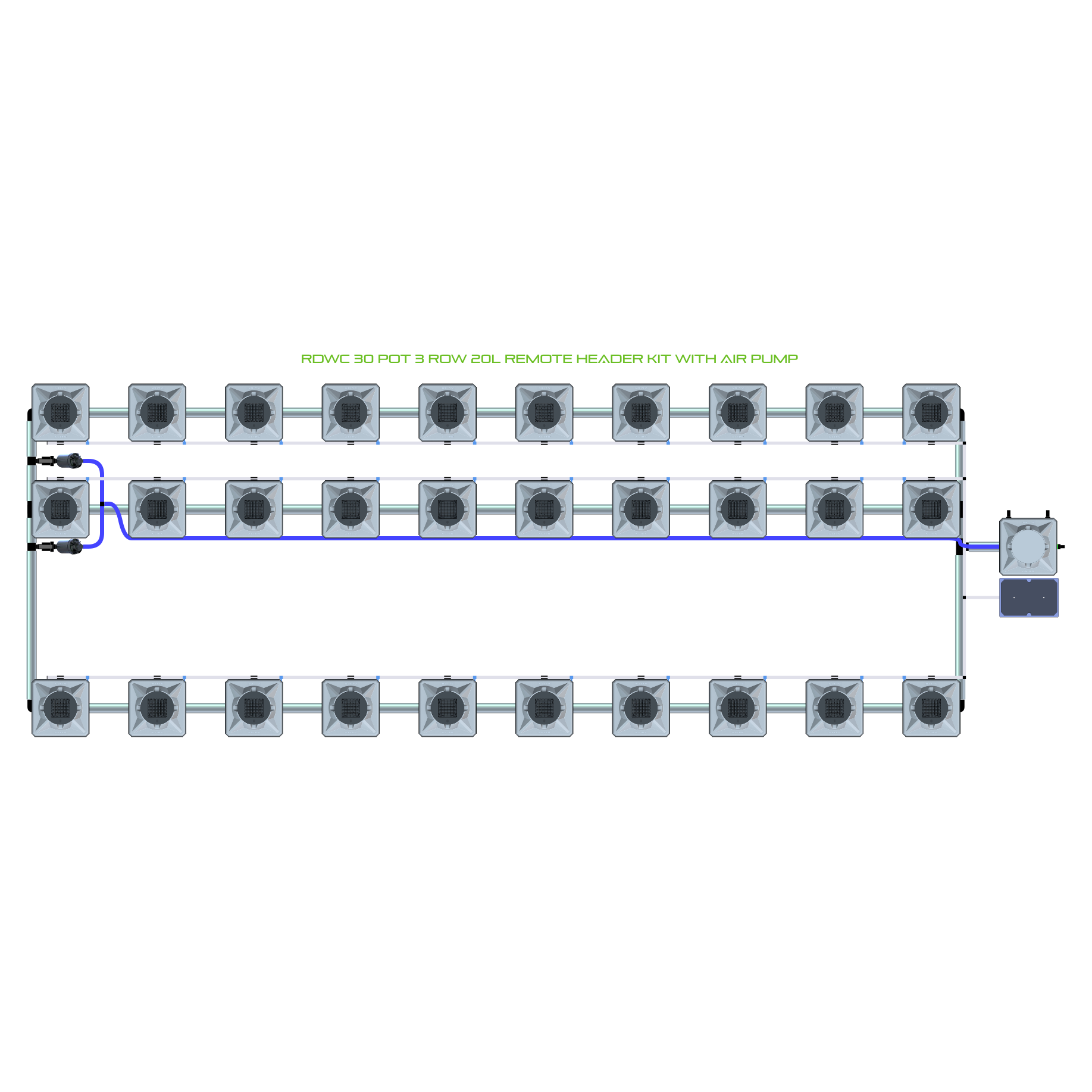 RDWC 30 Pot 3 Row Kit