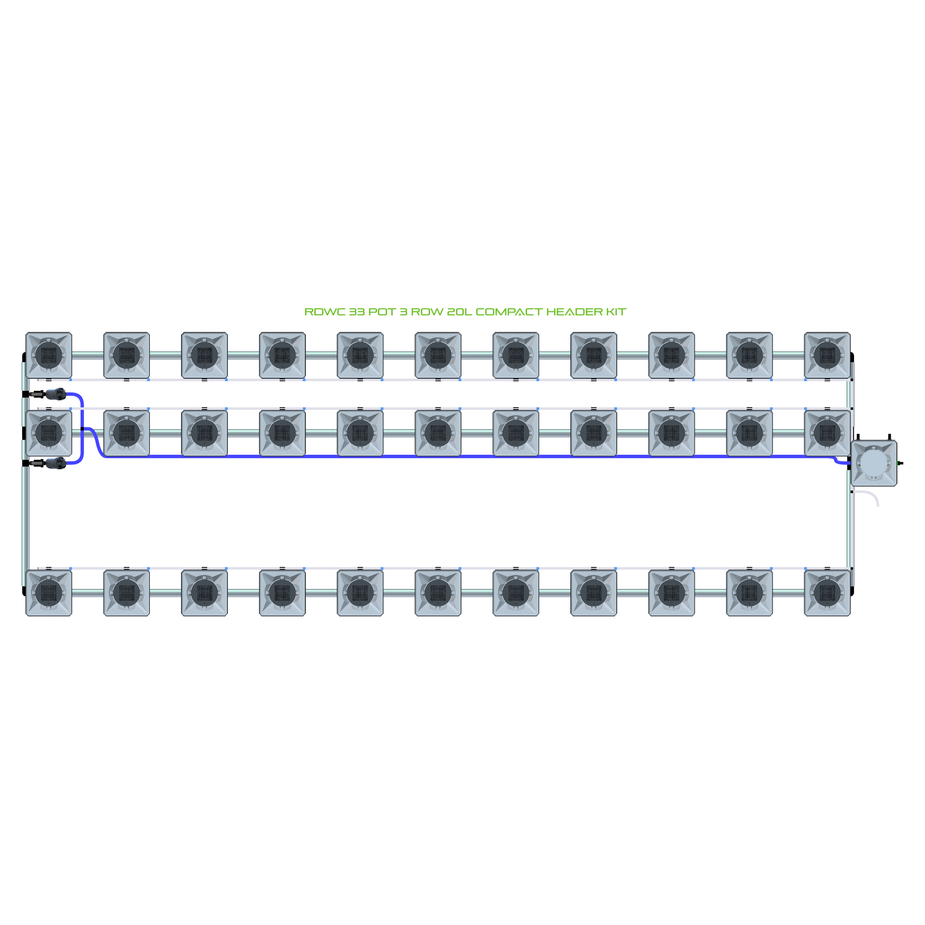 RDWC 33 Pot 3 Row Kit