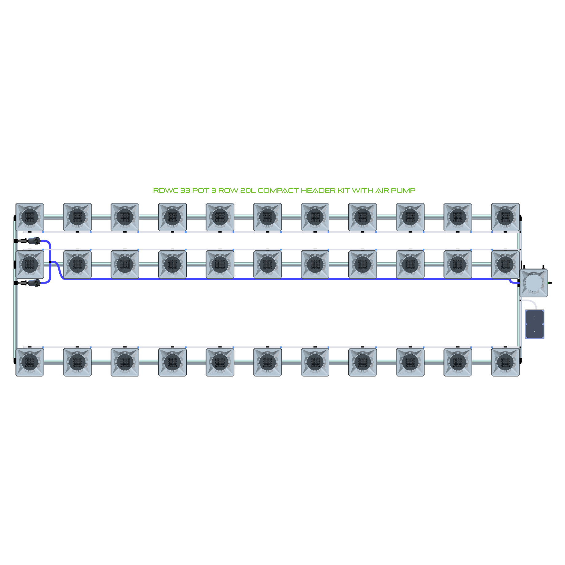 RDWC 33 Pot 3 Row Kit