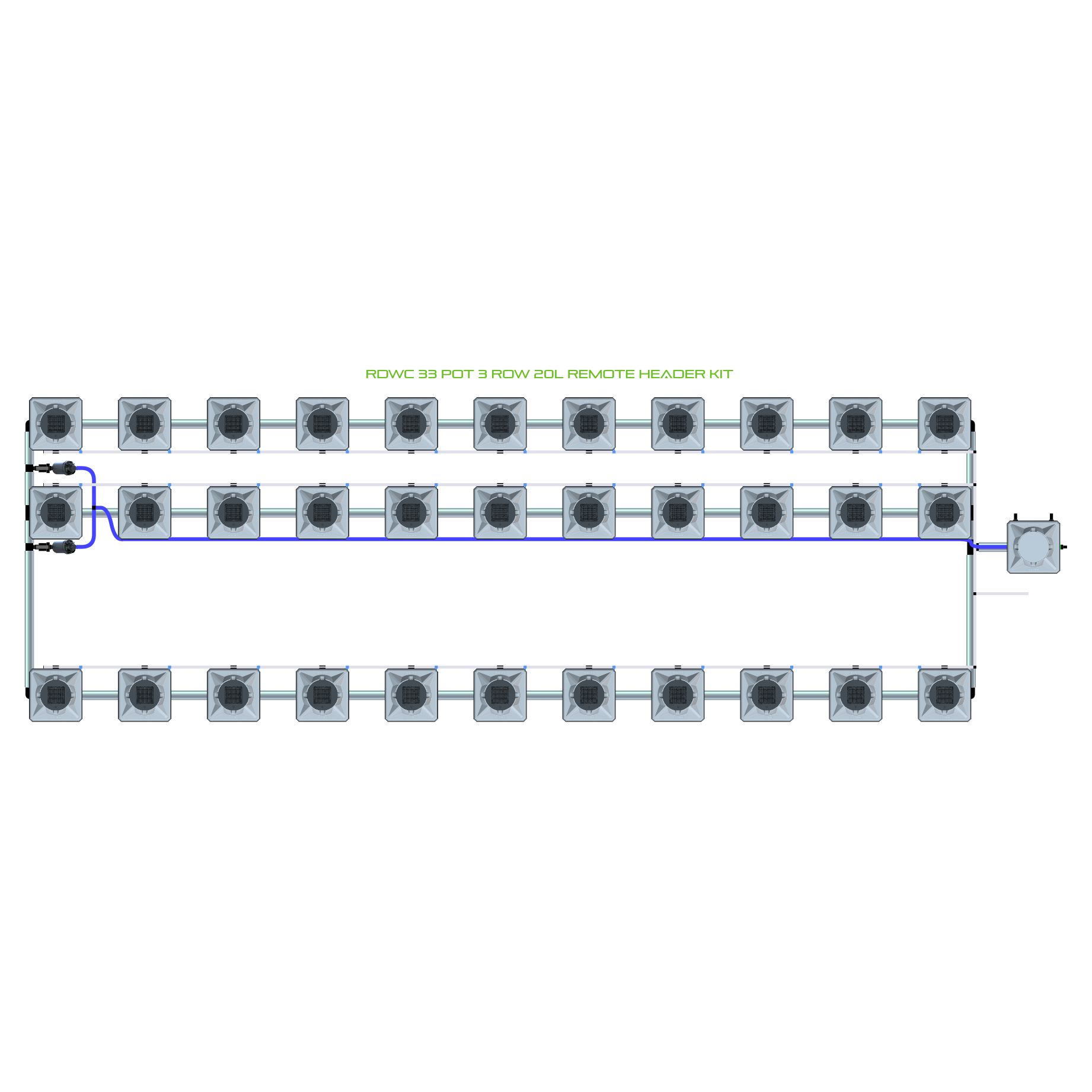 RDWC 33 Pot 3 Row Kit