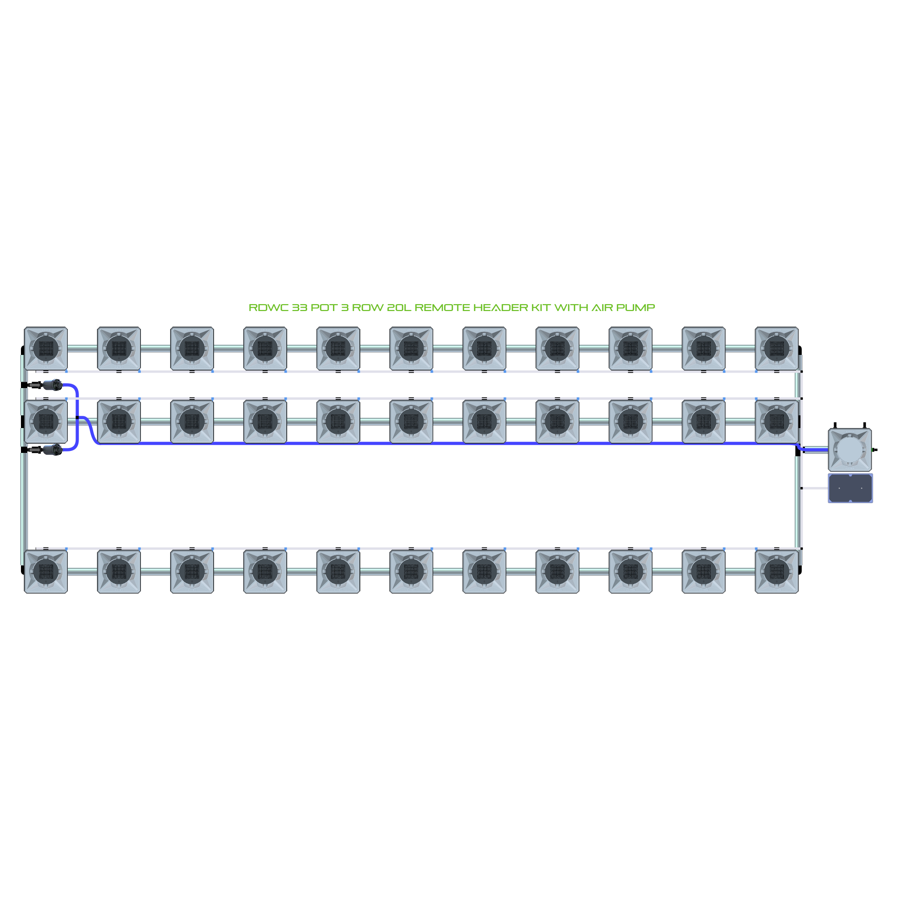 RDWC 33 Pot 3 Row Kit