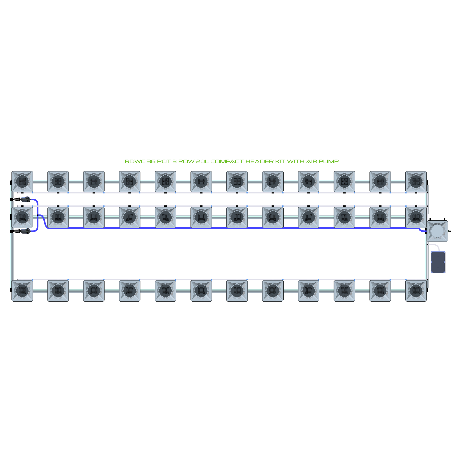 RDWC 36 Pot 3 Row Kit