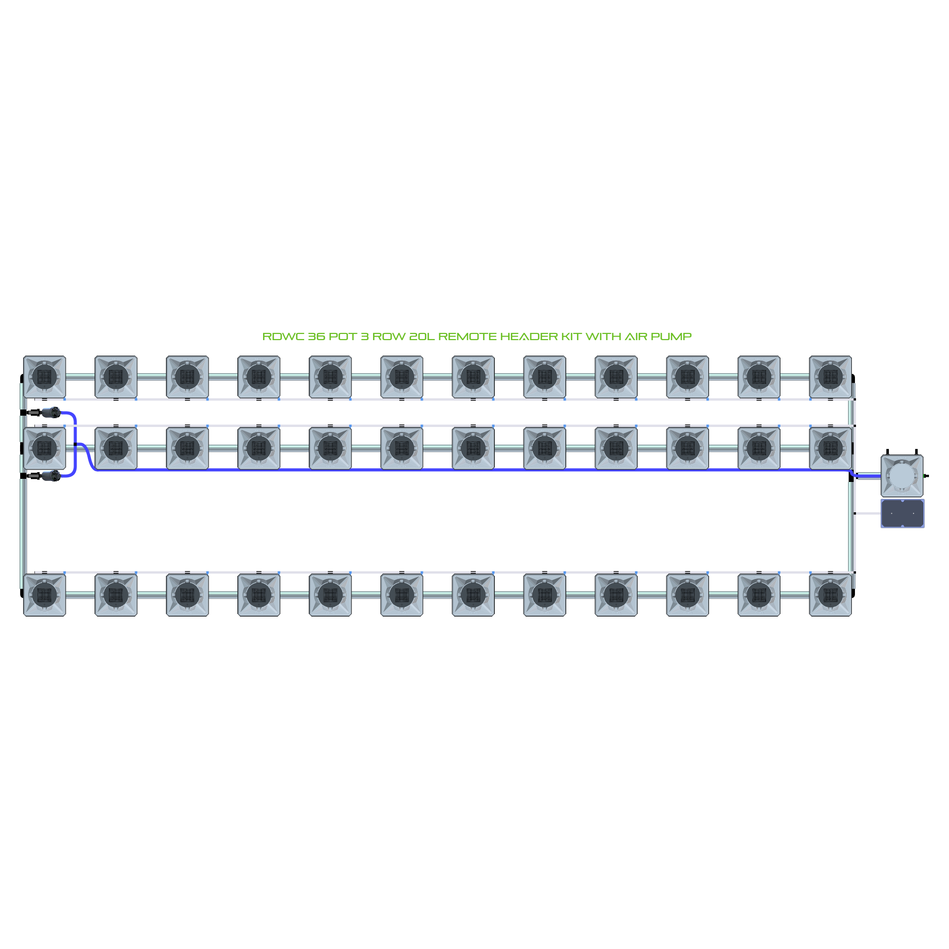 RDWC 36 Pot 3 Row Kit