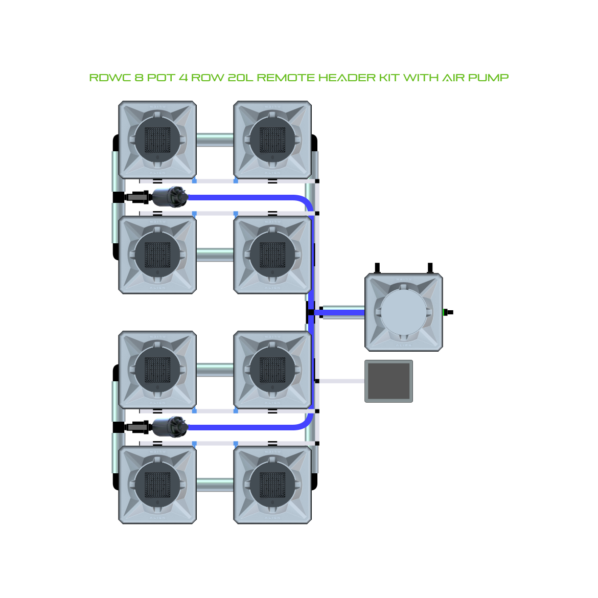 RDWC 8 Pot 4 Row Kit