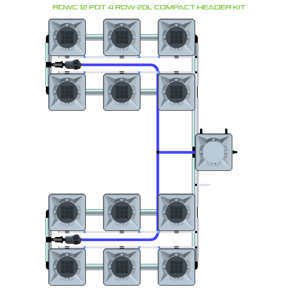 RDWC 12 Pot 4 Row Kit