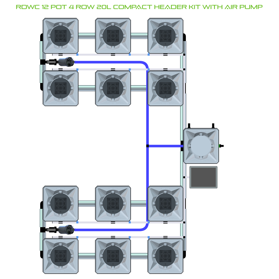 RDWC 12 Pot 4 Row Kit