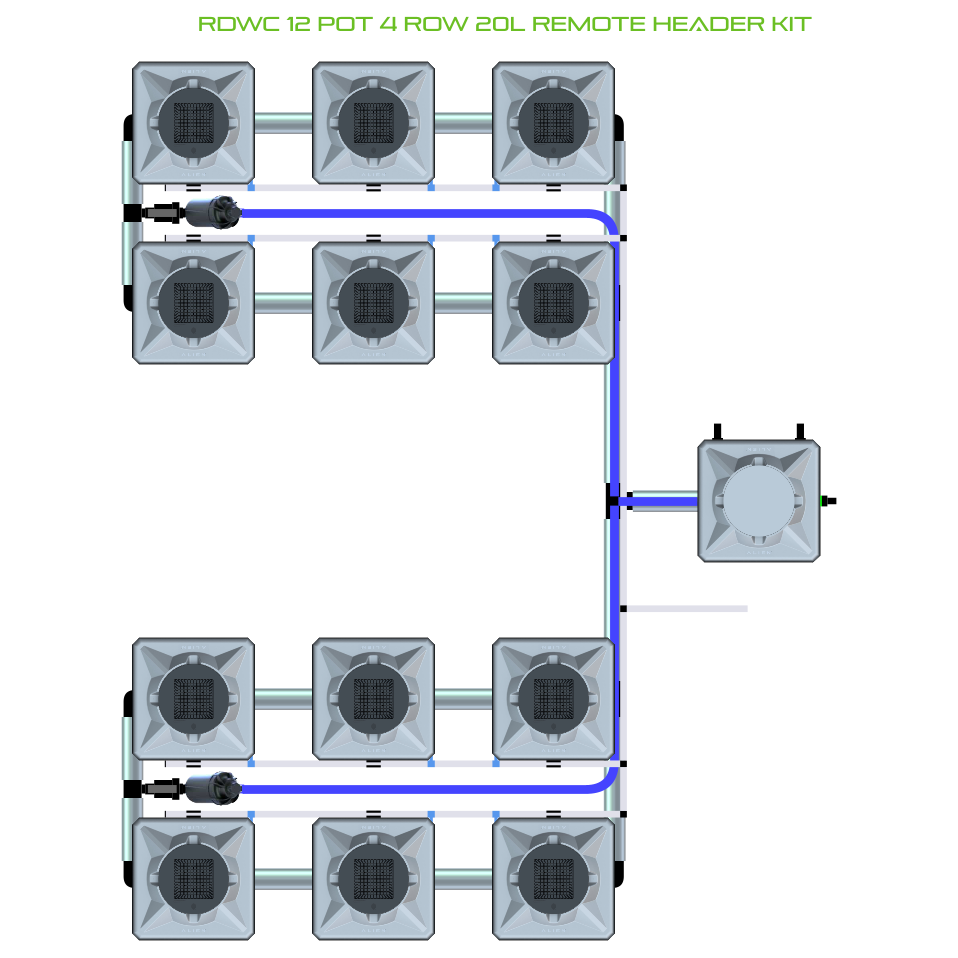 RDWC 12 Pot 4 Row Kit