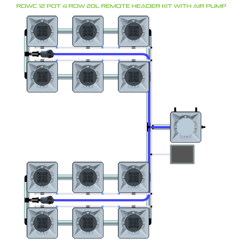 RDWC 12 Pot 4 Row Kit