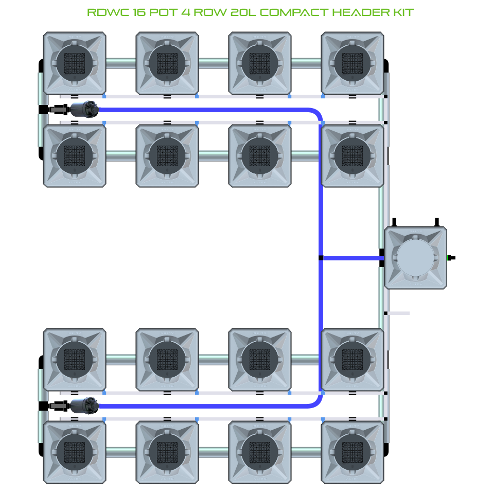 RDWC 16 Pot 4 Row Kit