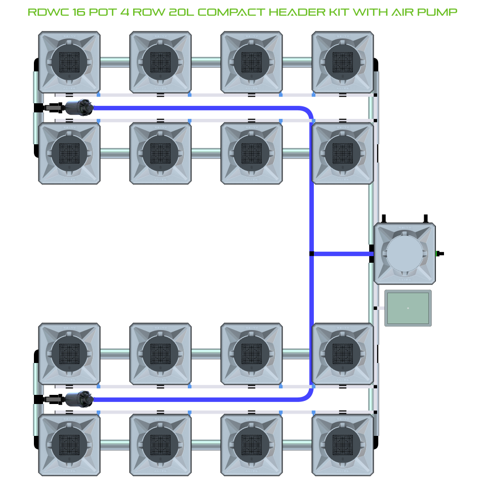 RDWC 16 Pot 4 Row Kit