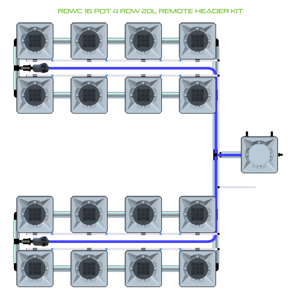 RDWC 16 Pot 4 Row Kit