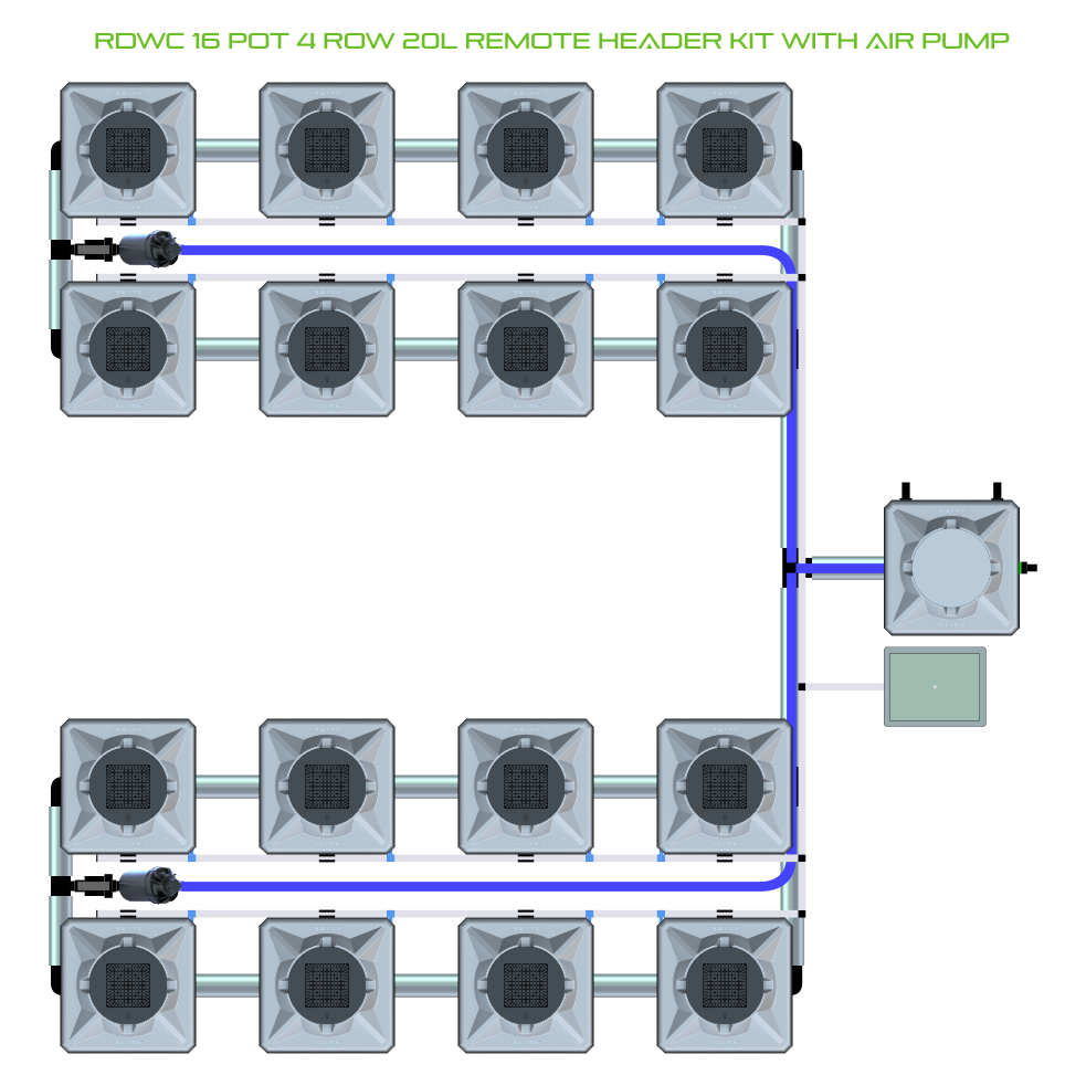 RDWC 16 Pot 4 Row Kit