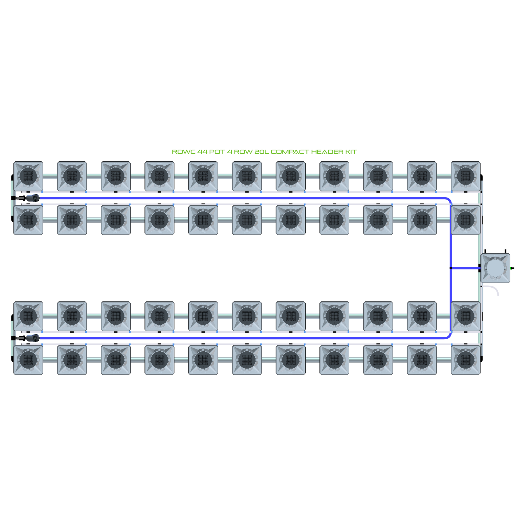 RDWC 44 Pot 4 Row Kit