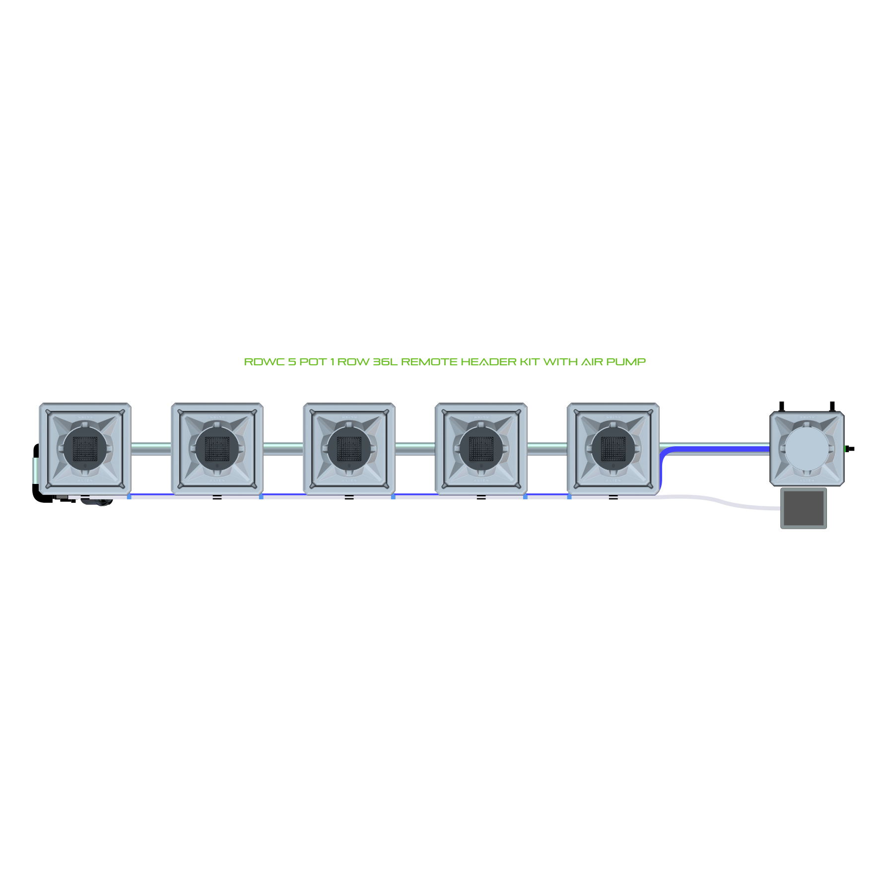 RDWC 5 Pot 1 Row Kit