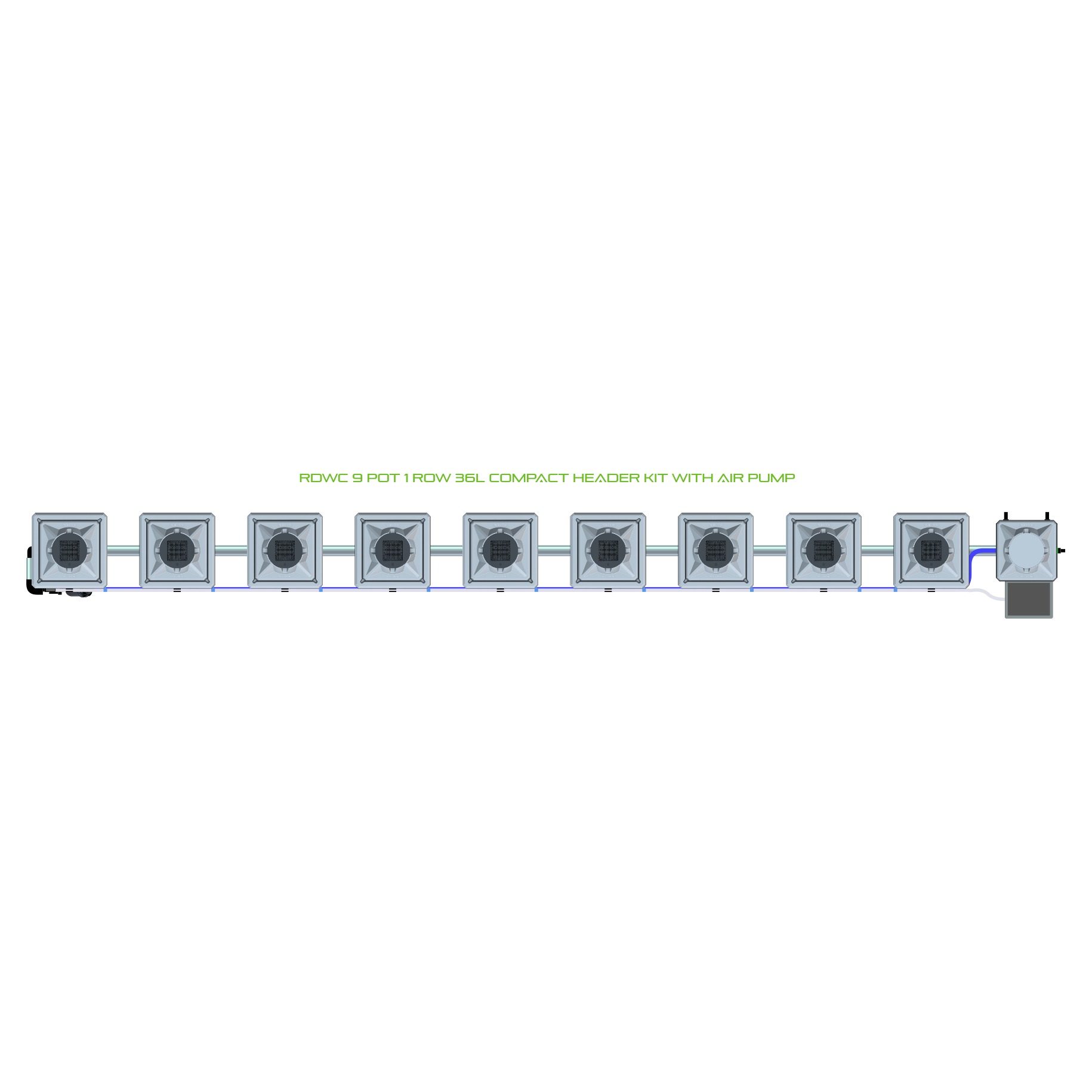 RDWC 9 Pot 1 Row Kit