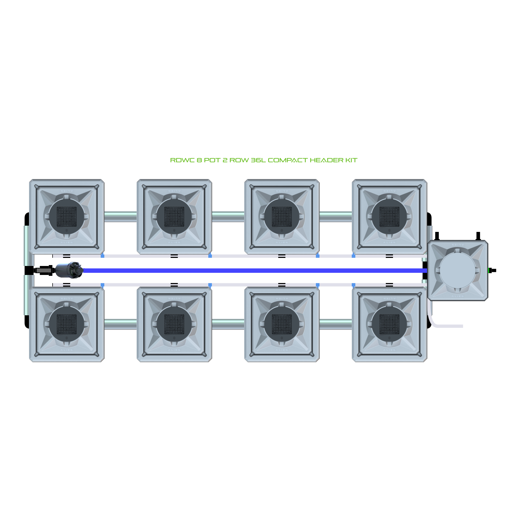 RDWC 8 Pot 2 Row Kit