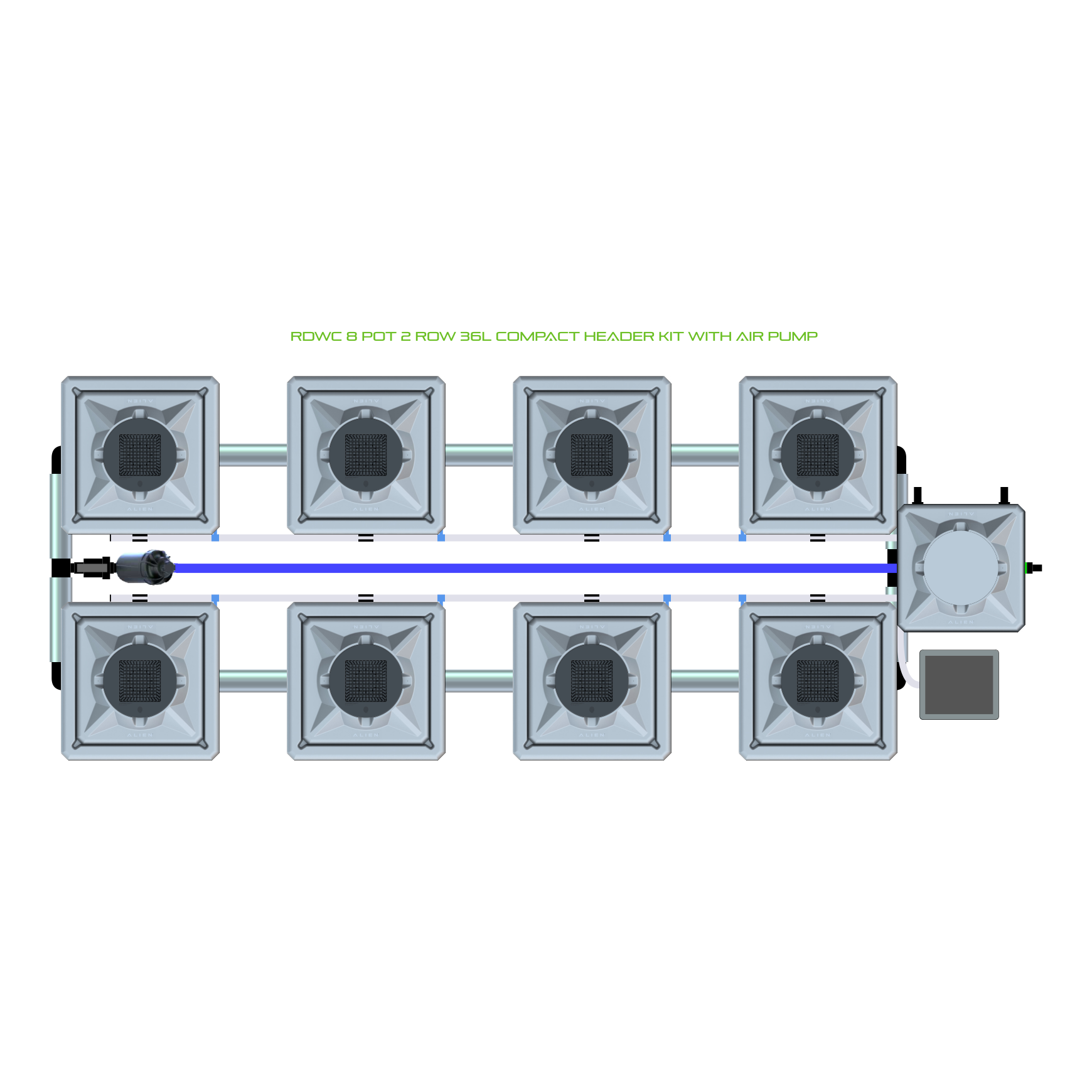 RDWC 8 Pot 2 Row Kit