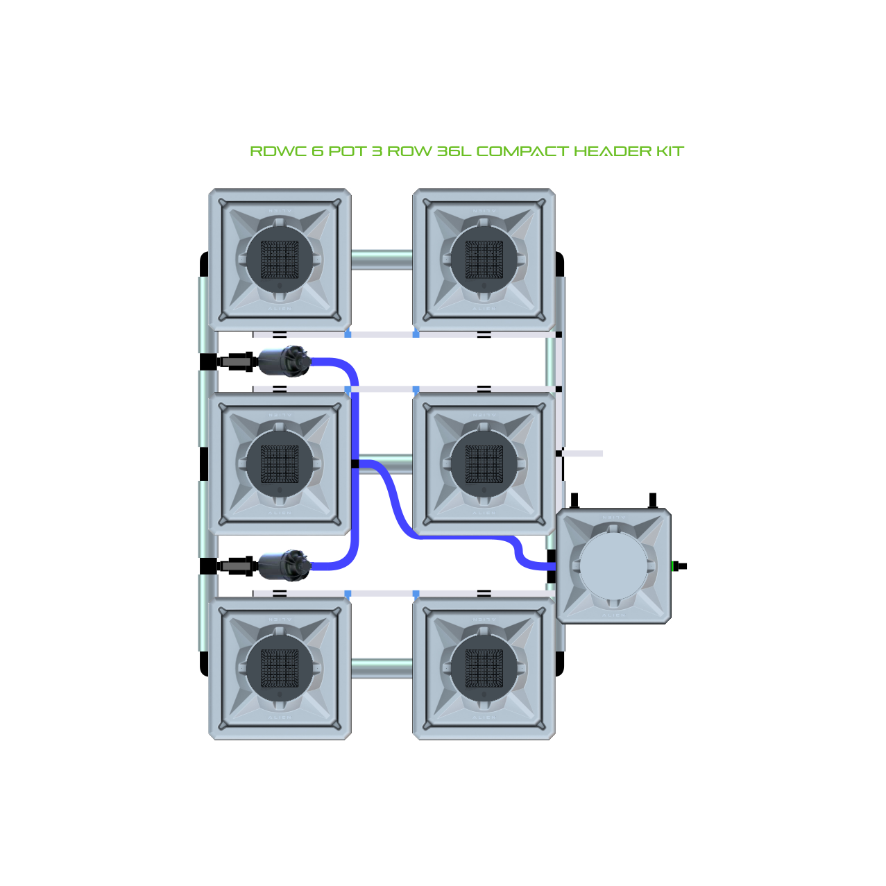 RDWC 6 Pot 3 Row Kit
