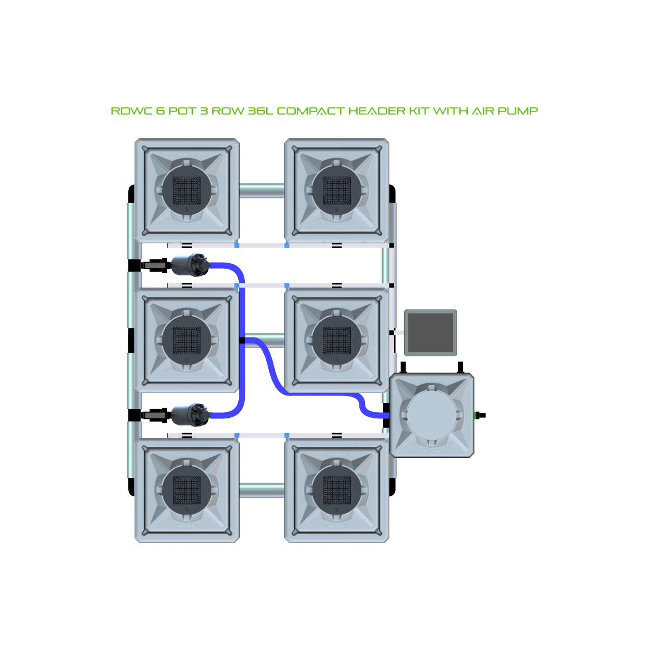 RDWC 6 Pot 3 Row Kit
