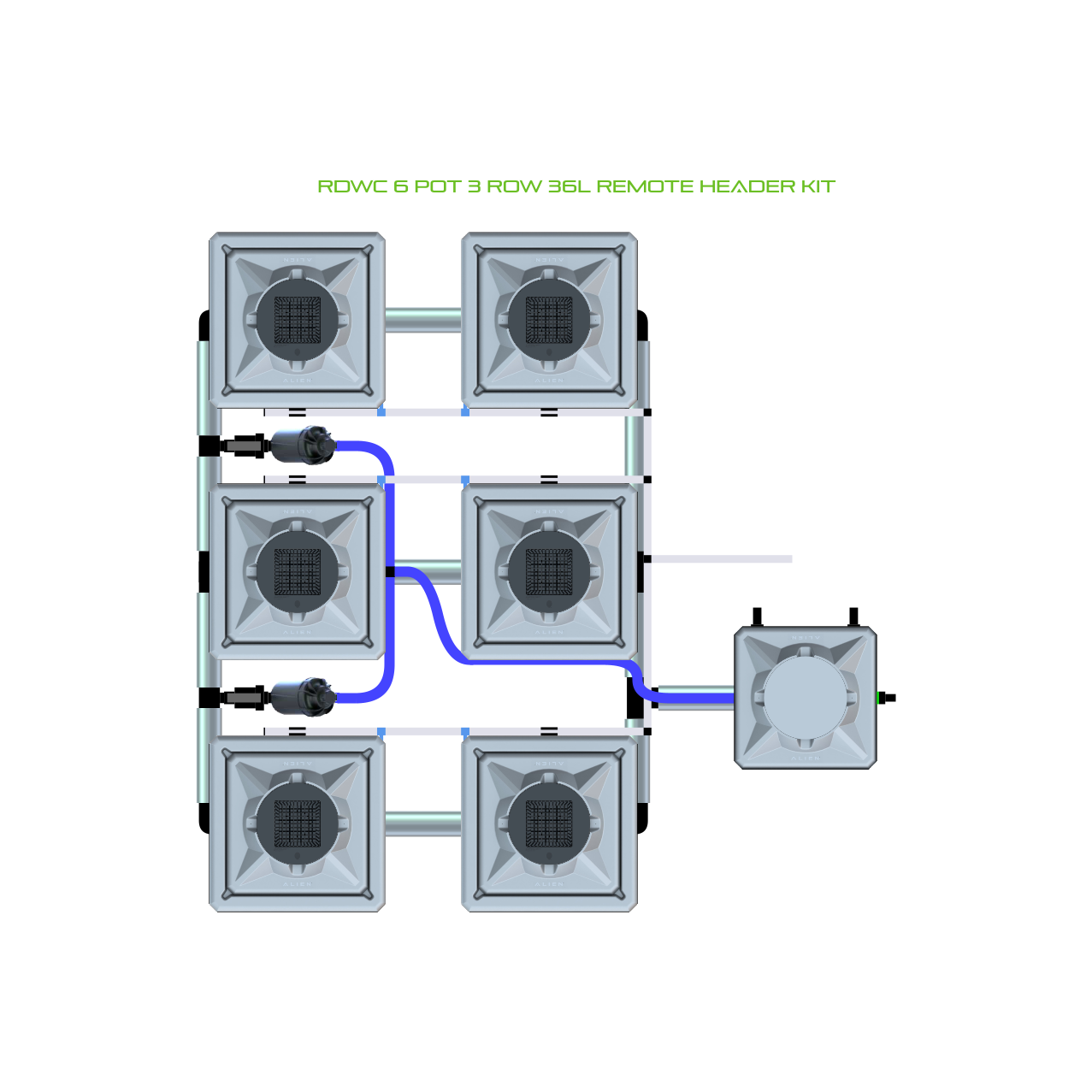 RDWC 6 Pot 3 Row Kit