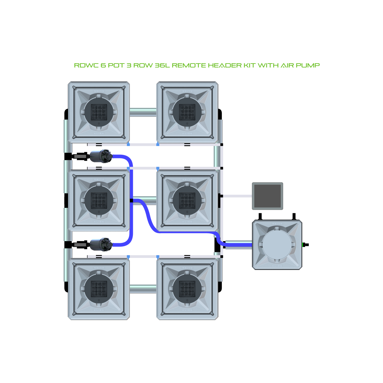 RDWC 6 Pot 3 Row Kit