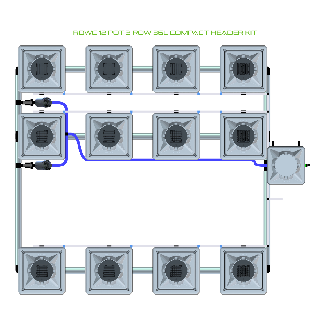 RDWC 12 Pot 3 Row Kit