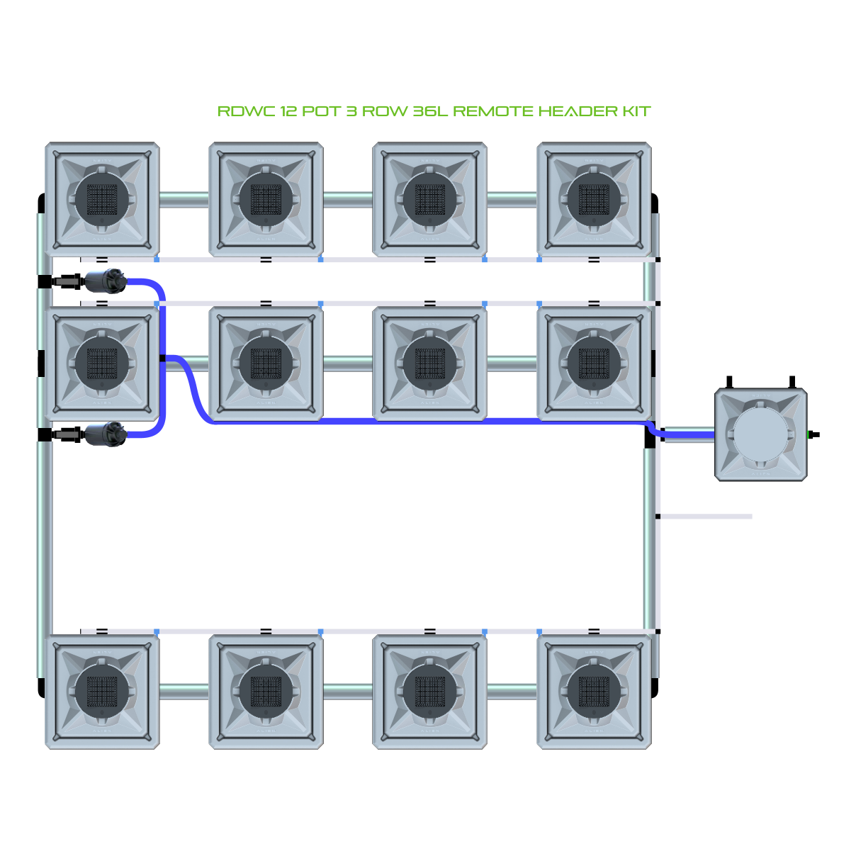RDWC 12 Pot 3 Row Kit