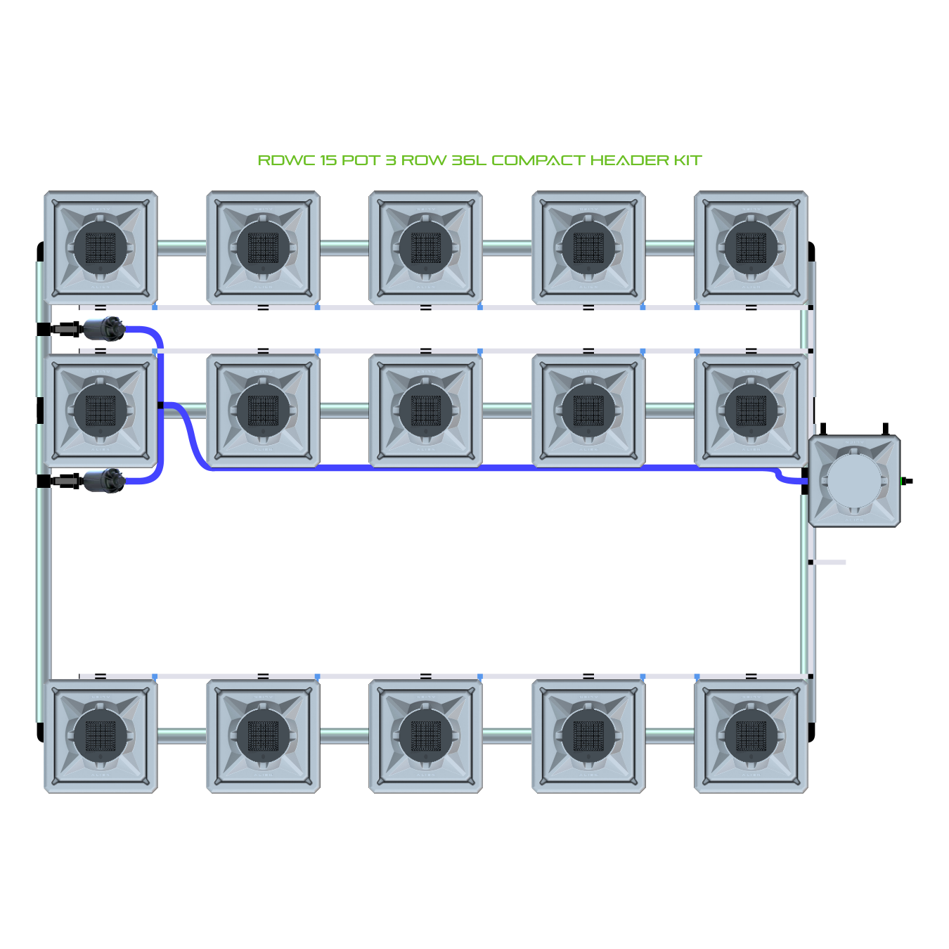 RDWC 15 Pot 3 Row Kit