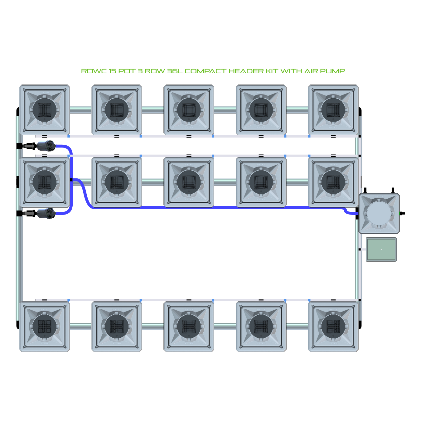 RDWC 15 Pot 3 Row Kit